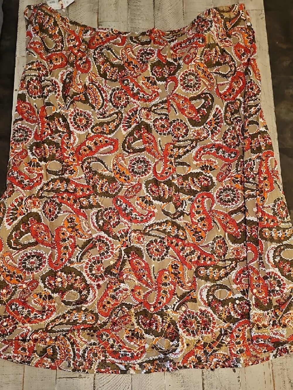 Avenue Paisley Maxi Skirt in Tan, Coral, Olive & White - Picture 3 of 4